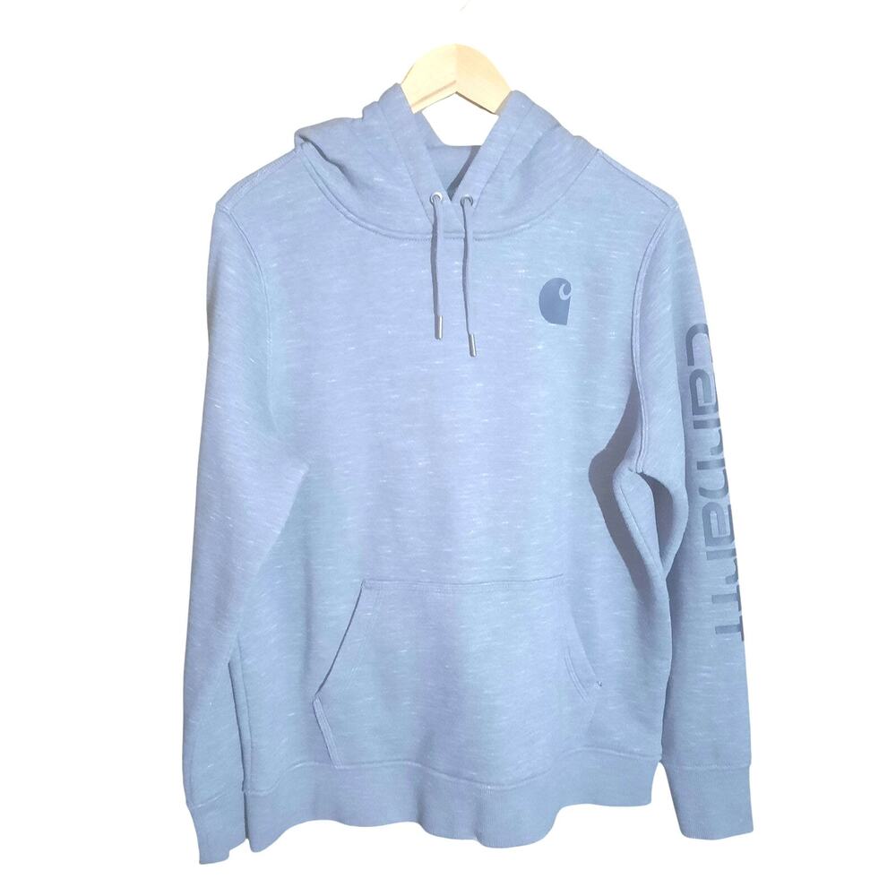 Carhartt Womens Heather Blue Clarksburg Relaxed Fit Midweight Hoodie Size L
